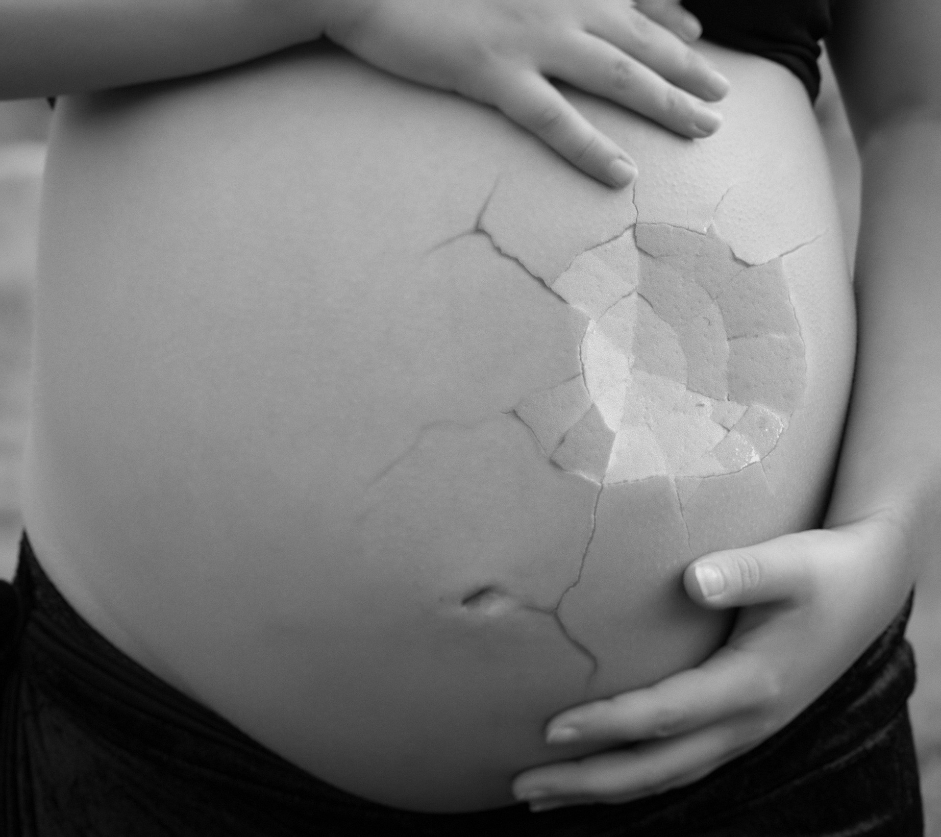 Stomach of Shattered Pregnant Women