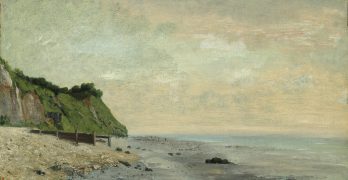 "Cliffs on the Sea Coast: Small Beach, Sunrise (Falaise au bord de la mer, vu Petite Plage, soleil levant)" (1865) by Gustave Courbet from the Art Institute of Chicago