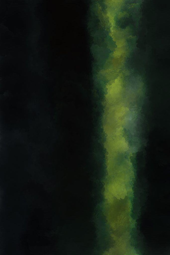 On the right, a spiraled green horizontal line on a dark background.