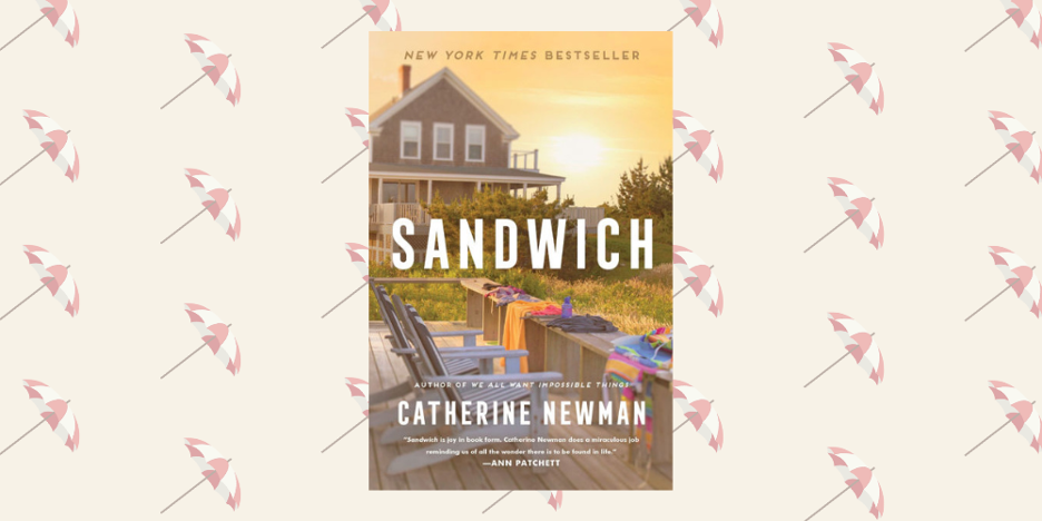 Cover of "Sandwich" by Catherine Newman on a white background with a beach umbrella pattern